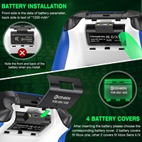 Zestawy akumulatorów 2X120 0mAh do konsoli Xbox Series X | S/Xbox One X/S + 4 pokrywy baterii do konsoli Xbox One zestaw ładujący za pomocą kabla USB 6